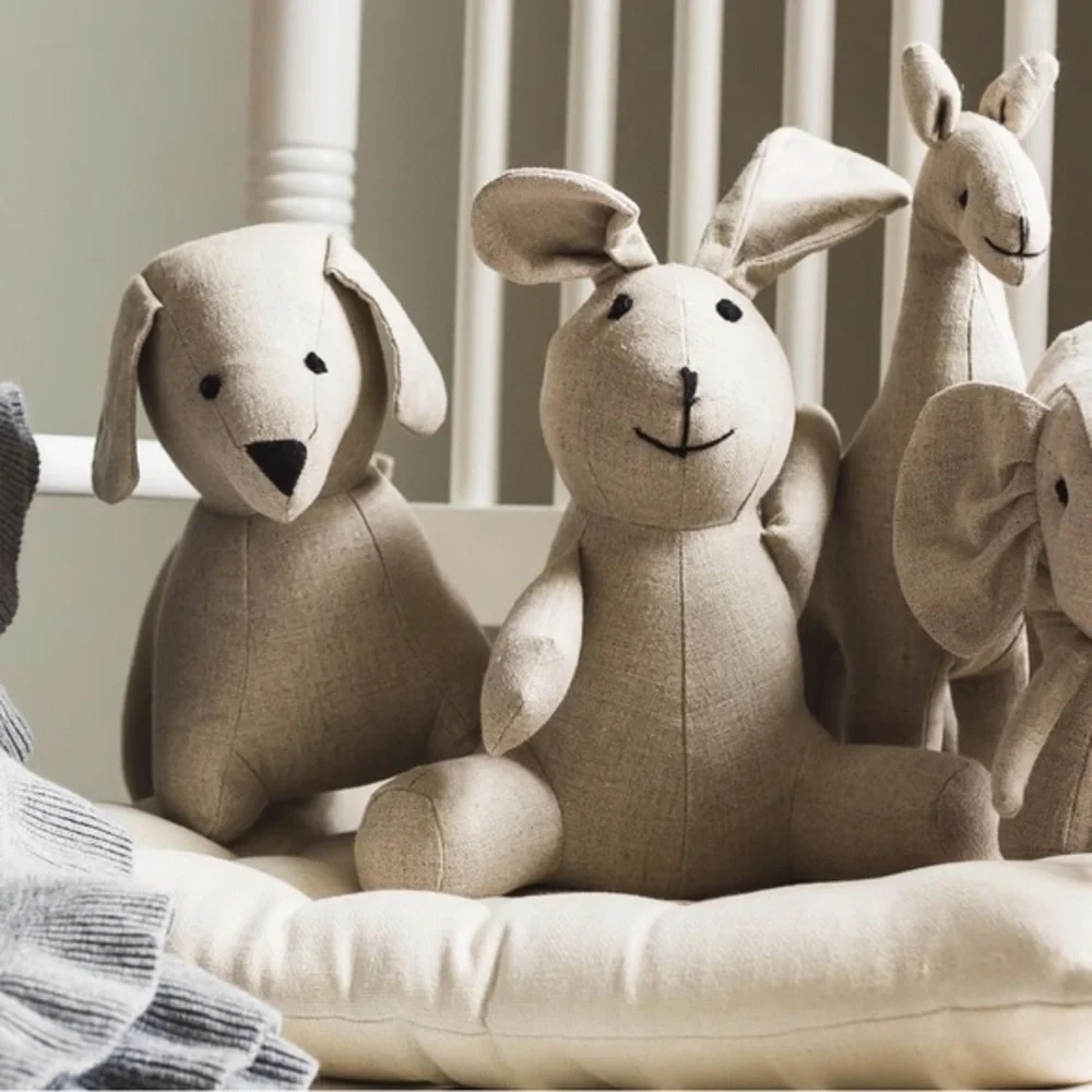 NWT Linen Perch Paolo Natural Linen Stuffed Puppy